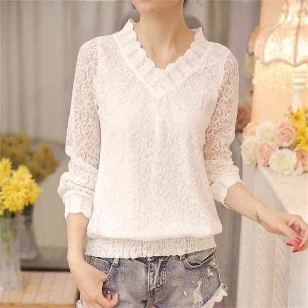 arrived autumn women blouse long sleeve v collar lace shirt woman sweet temperament trim slim fit bottom 30 210506, White
arrived autumn women blouse long sleeve v collar lace shirt woman sweet temperament trim slim fit bottom 30 210506, White