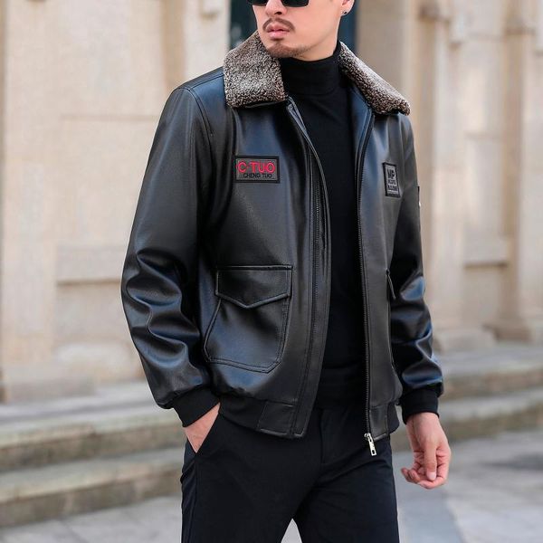 men's jackets 2021 pu leather slim lapel collar zipper pocket solid color jacket outerwear plus size male coats, Black;brown
men's jackets 2021 pu leather slim lapel collar zipper pocket solid color jacket outerwear plus size male coats, Black;brown
