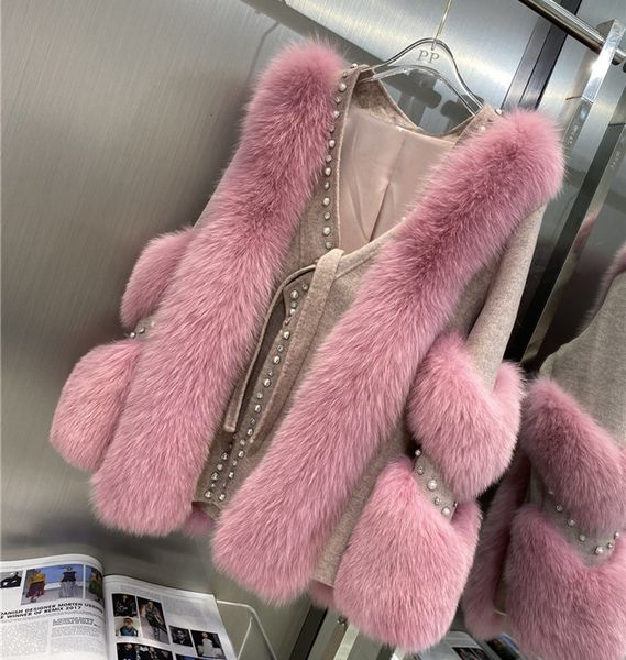 women's trench coats thick warm real fox fur coat titching double-sided woolen winter jacket women luxury elegant w32d, Tan;black
women's trench coats thick warm real fox fur coat titching double-sided woolen winter jacket women luxury elegant w32d, Tan;black
