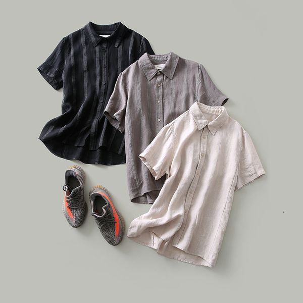 summer 2021 new men's striped shirt lapel casual breathable 100% linen short sleeve fashion, White;black
summer 2021 new men's striped shirt lapel casual breathable 100% linen short sleeve fashion, White;black