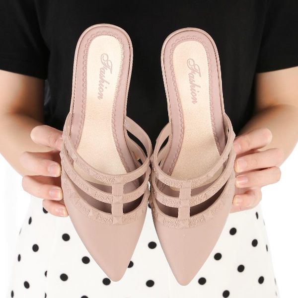 women's pointed toe high heels hollow shallow stiletto sandals 2021 women sandal jelly, Black