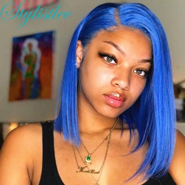 blue wig short bob lace front human hair wigs for black women straight 13x4 frontal, Black;brown
blue wig short bob lace front human hair wigs for black women straight 13x4 frontal, Black;brown