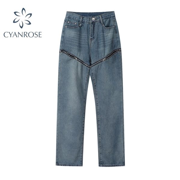 vintage design zipper patchwork jeans women high waist streetwear fashion straight blue loose wide leg female 210515
vintage design zipper patchwork jeans women high waist streetwear fashion straight blue loose wide leg female 210515
