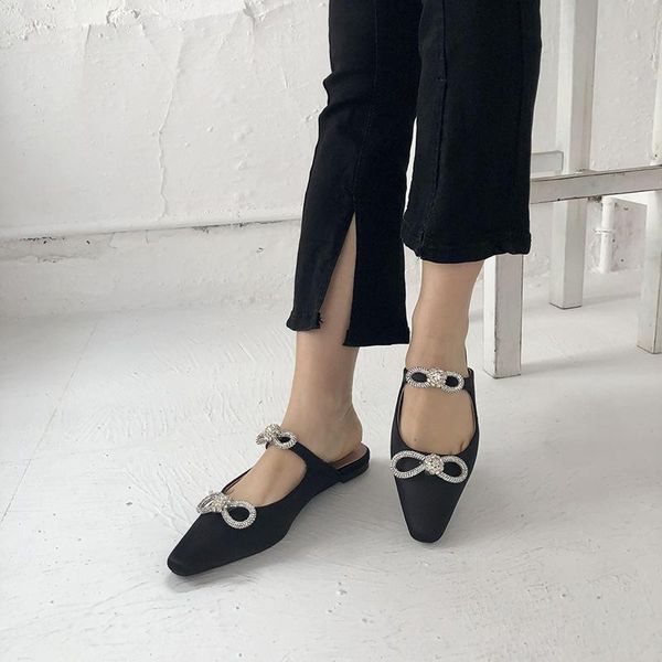 slippers elegant women round toe black beige satin slides casual bow rhinestone design flats heeled slip on
slippers elegant women round toe black beige satin slides casual bow rhinestone design flats heeled slip on