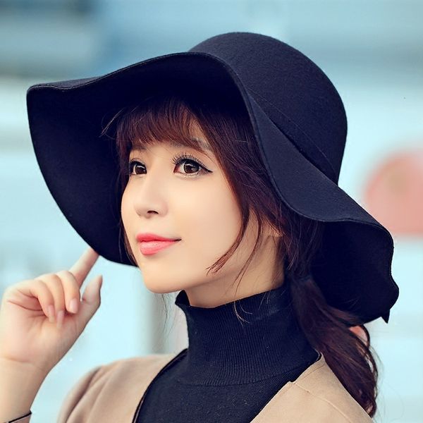 new british style features woolen cloth big brim hat women's leisure trend versatile top, Blue;gray
new british style features woolen cloth big brim hat women's leisure trend versatile top, Blue;gray