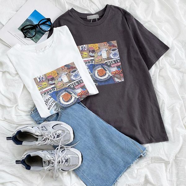 summer vintage women t shirt oil painting print round neck loose slim casual short sleeve t-shirt women's, White
summer vintage women t shirt oil painting print round neck loose slim casual short sleeve t-shirt women's, White