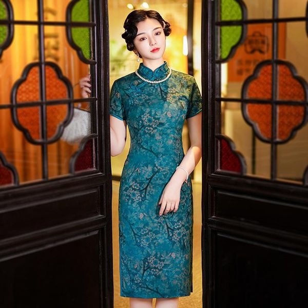 ethnic clothing women blue satin cheongsams sheath high split chinese dress gown oversize qipao temperament celebrity banquet vestidos, Red
ethnic clothing women blue satin cheongsams sheath high split chinese dress gown oversize qipao temperament celebrity banquet vestidos, Red