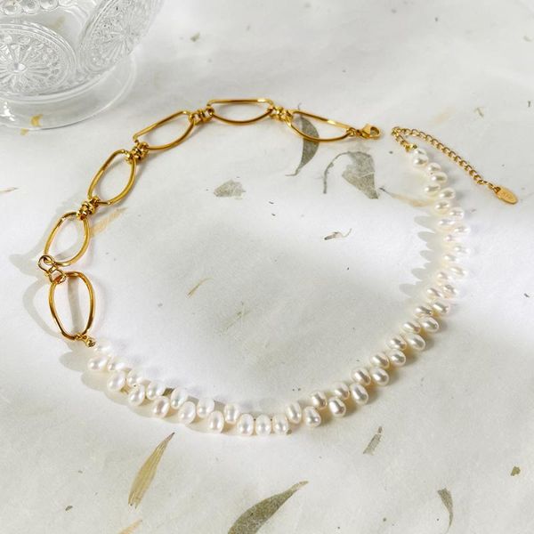 chains 2021 baroque 316l stainless steel oval geometric chain retro accessories niche freshwater pearl necklace for women girls, Silver
chains 2021 baroque 316l stainless steel oval geometric chain retro accessories niche freshwater pearl necklace for women girls, Silver