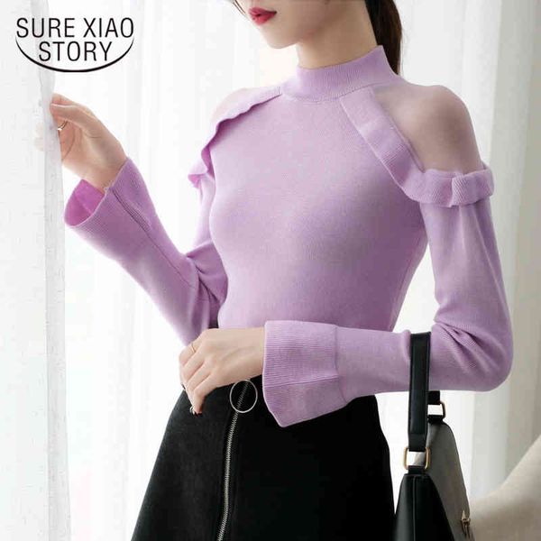 korean autumn women sweaters turtleneck flare sleeve off shoulder ruffles sweater fashion slim pull femme 6387 95 210417, White;black
korean autumn women sweaters turtleneck flare sleeve off shoulder ruffles sweater fashion slim pull femme 6387 95 210417, White;black