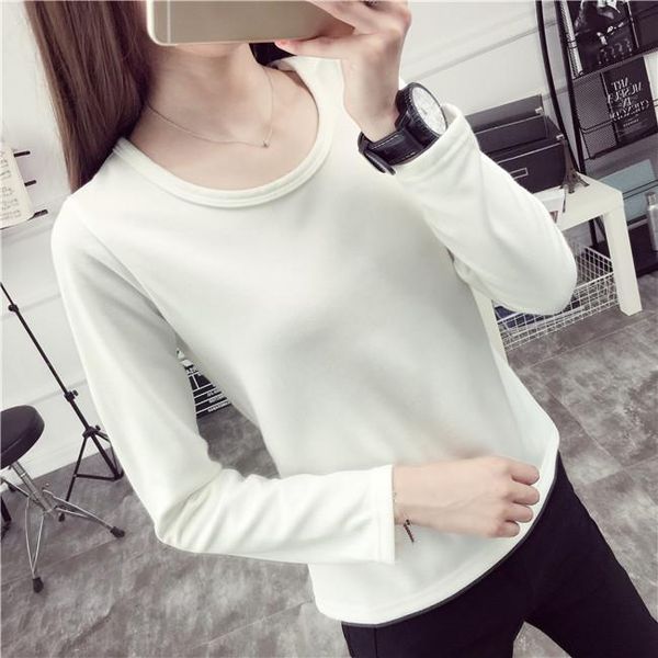 women's t-shirt 2021 plus velvet basic female slim thickening fleece o-neck long-sleeve thermal top, White
women's t-shirt 2021 plus velvet basic female slim thickening fleece o-neck long-sleeve thermal top, White
