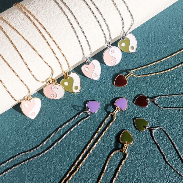 chains personality creative tai chi heart shape necklace fashion retro peach round color matching accessories female, Silver
chains personality creative tai chi heart shape necklace fashion retro peach round color matching accessories female, Silver