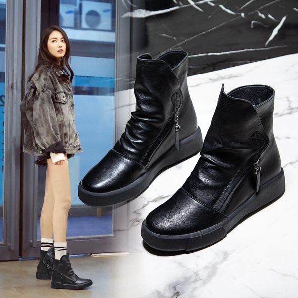 autumn and winter 2021 psh british short boots fashionable round head female boots versatile flat bottomed martin, Black
autumn and winter 2021 psh british short boots fashionable round head female boots versatile flat bottomed martin, Black