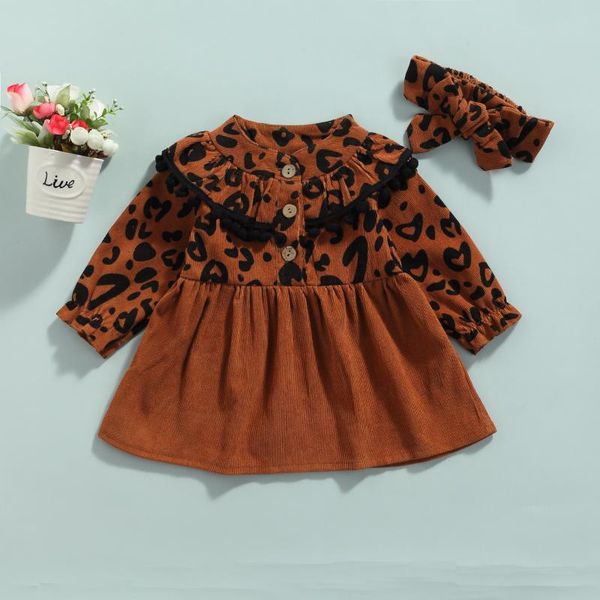 girl's dresses born baby girls casual clothes brown leopard printed pattern long sleeve dress+headdress toddler vestidos, Red;yellow
girl's dresses born baby girls casual clothes brown leopard printed pattern long sleeve dress+headdress toddler vestidos, Red;yellow