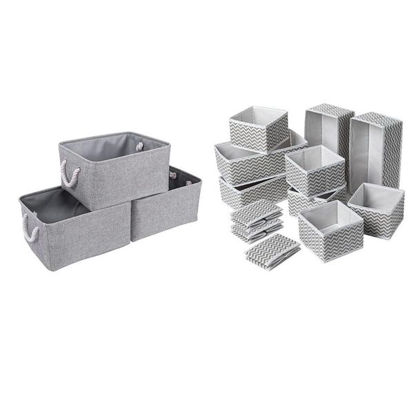 storage drawers promotion 3 pcs grey basket rectangular bins & 12 foldable and eco-friendly boxes
storage drawers promotion 3 pcs grey basket rectangular bins & 12 foldable and eco-friendly boxes