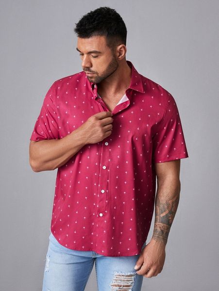 extended sizes men allover print shirt a11z#, White;black 
extended sizes men allover print shirt a11z#, White;black