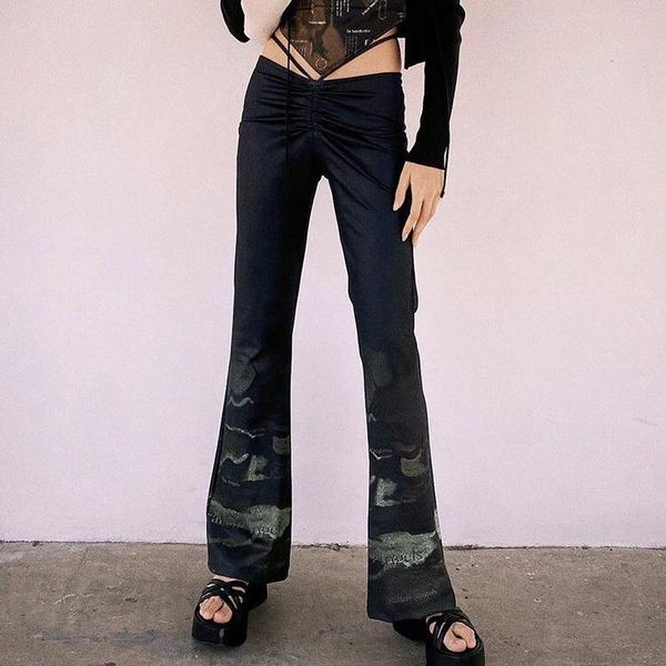 women's pants & capris hirigin women long flared trousers 2022 y2k gothic letter pattern print low waist hollow out lace-up pleated sli, Black;white
women's pants & capris hirigin women long flared trousers 2022 y2k gothic letter pattern print low waist hollow out lace-up pleated sli, Black;white