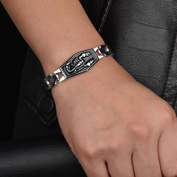 link, chain metal bracelets, silver plated men, bracelets and scorpions, punk men's jewelry, Black
link, chain metal bracelets, silver plated men, bracelets and scorpions, punk men's jewelry, Black
