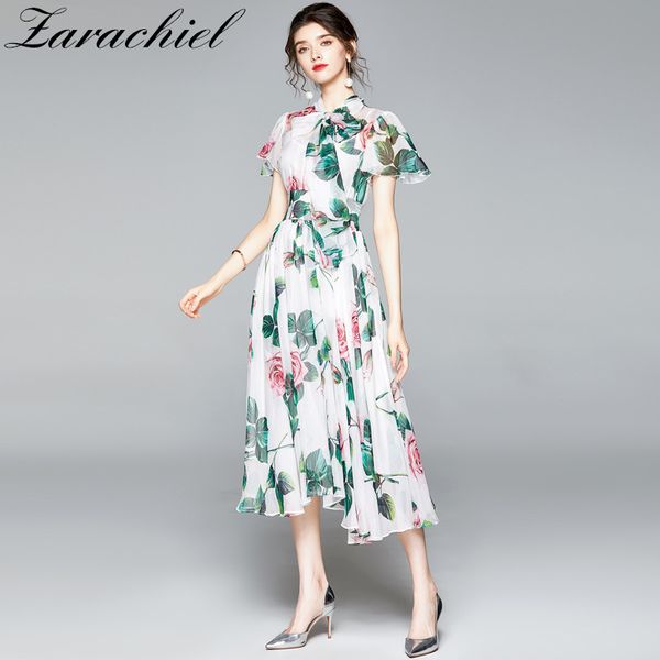 summer designer runway party women's short sleeve bow collar rose flower printed long female holiday chiffon dress 210416, Black;gray
summer designer runway party women's short sleeve bow collar rose flower printed long female holiday chiffon dress 210416, Black;gray
