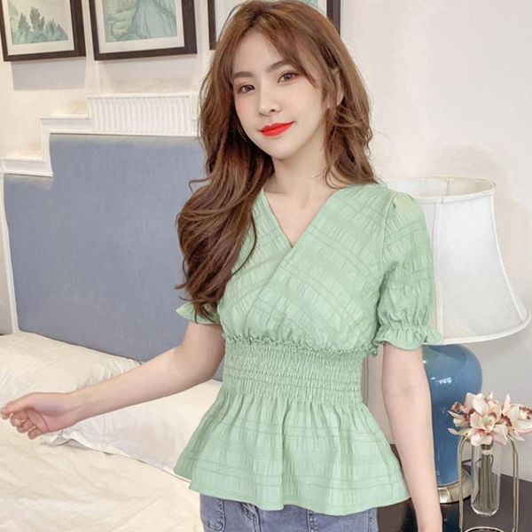 women's blouses & shirts summer v-neck chiffon shirt fashion short sleeve ruffle blouse waist slim korean style, White
women's blouses & shirts summer v-neck chiffon shirt fashion short sleeve ruffle blouse waist slim korean style, White