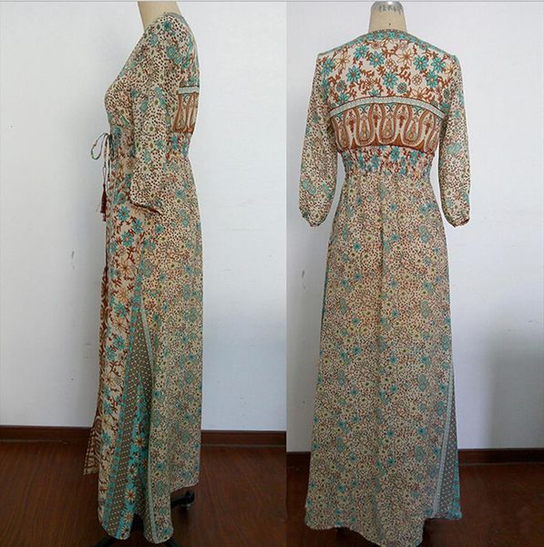 fashion summer women dresses long sleeve floral chiffon boho party vintage print v neck beach maxi dress plus size, Black;gray
fashion summer women dresses long sleeve floral chiffon boho party vintage print v neck beach maxi dress plus size, Black;gray