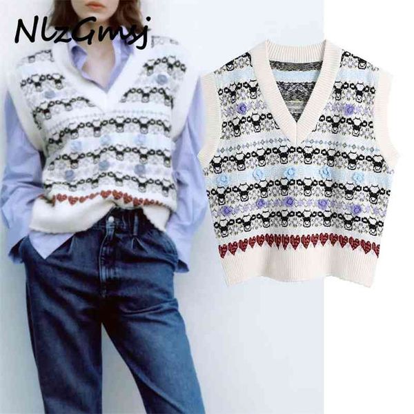 sweater womens knitted vest casual pullover autumn jacquard sleeveless loose female vintage 210628, White;black
sweater womens knitted vest casual pullover autumn jacquard sleeveless loose female vintage 210628, White;black
