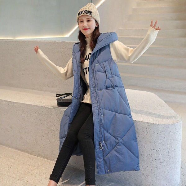 women's vests 2021 autumn and winter long cotton vest women style padded jacket waistcoat student hooded clothing, Black;white
women's vests 2021 autumn and winter long cotton vest women style padded jacket waistcoat student hooded clothing, Black;white