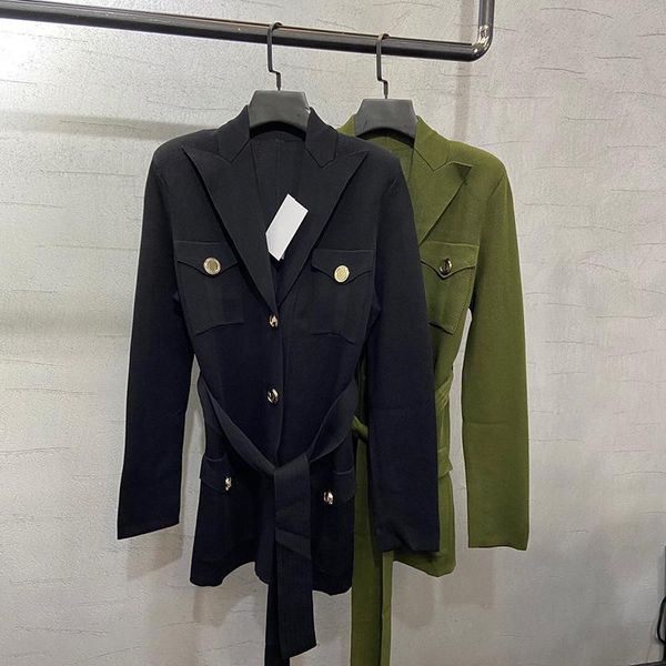 women's jackets 2021 autumn button trim knitted belt long jacket women green black single breasted four pocket soft coat lady, Black;brown
women's jackets 2021 autumn button trim knitted belt long jacket women green black single breasted four pocket soft coat lady, Black;brown