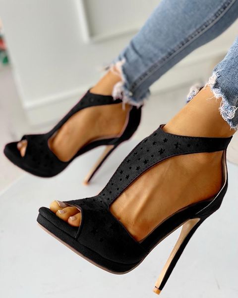 dress shoes peep toe star hollow out thin heels women fashion suede pattern stylish, Black
dress shoes peep toe star hollow out thin heels women fashion suede pattern stylish, Black