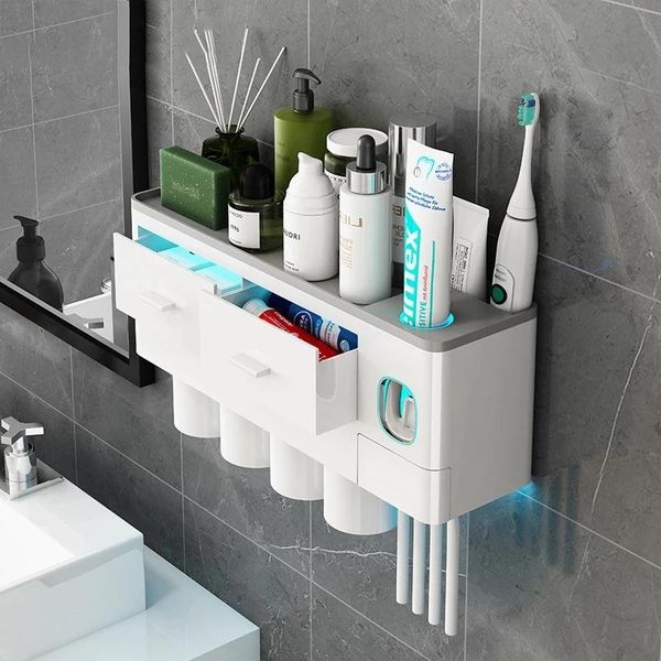bathroom accessories set magnetic adsorption toothbrush holder automatic toothpaste dispenser toiletries squeezer storage rack bath accessor
bathroom accessories set magnetic adsorption toothbrush holder automatic toothpaste dispenser toiletries squeezer storage rack bath accessor