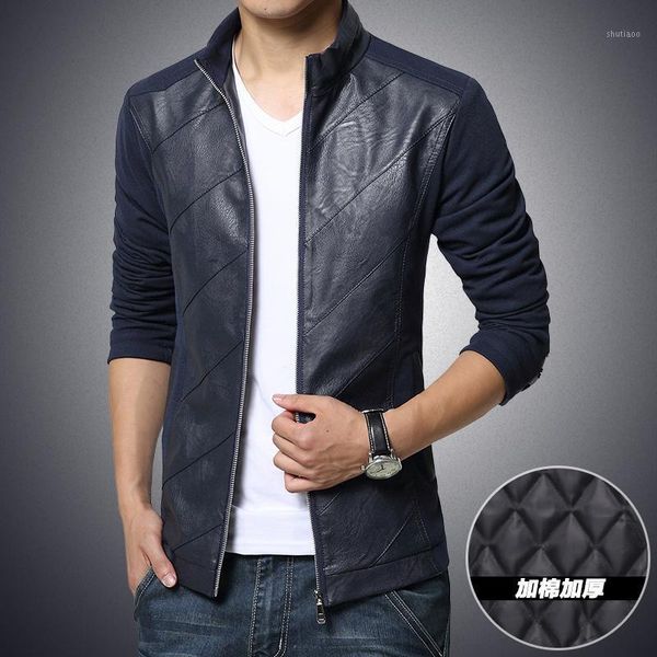 men's jackets plus cotton male jacket outerwear stand collar leather patchwork, Black;brown
men's jackets plus cotton male jacket outerwear stand collar leather patchwork, Black;brown