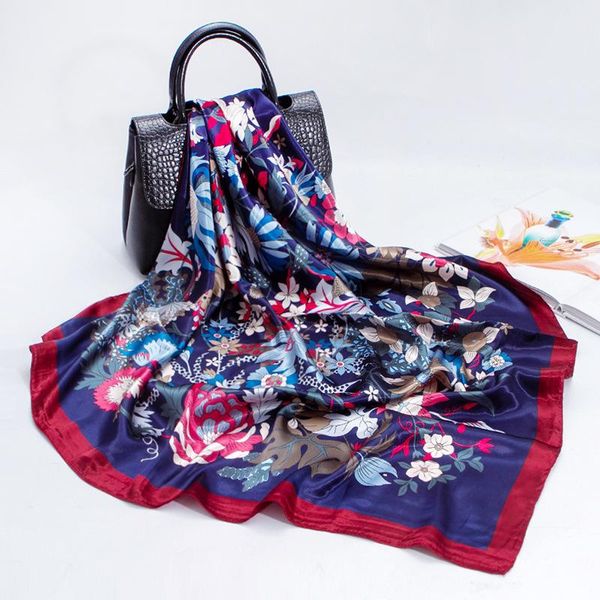 scarves scarf women's silk printed in spring and summer 90x90cm large square shawls europe america, Blue;gray
scarves scarf women's silk printed in spring and summer 90x90cm large square shawls europe america, Blue;gray