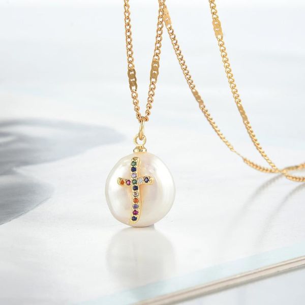 pendant necklaces shaped pearl cross necklace colorful rhinestone charm chain simple fashion jewelry gift for men and women, Silver
pendant necklaces shaped pearl cross necklace colorful rhinestone charm chain simple fashion jewelry gift for men and women, Silver