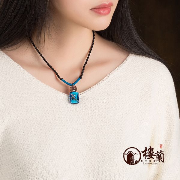 xianlan297 national wind blue coloured glaze pendant necklace clavicle ancient chinese wind contracted small dress adornment femal, Silver
xianlan297 national wind blue coloured glaze pendant necklace clavicle ancient chinese wind contracted small dress adornment femal, Silver