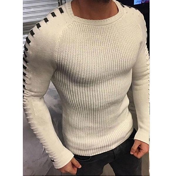 sweater 2021 men's casual round neck long sleeve slim pullover vintage basic knitwear sweaters, White;black
sweater 2021 men's casual round neck long sleeve slim pullover vintage basic knitwear sweaters, White;black