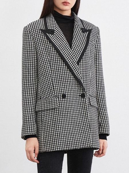 women's suits & blazers 2021 autumn and winter products classic houndstooth pockets lapel long-sleeved loose casual suit jacket, White;black
women's suits & blazers 2021 autumn and winter products classic houndstooth pockets lapel long-sleeved loose casual suit jacket, White;black