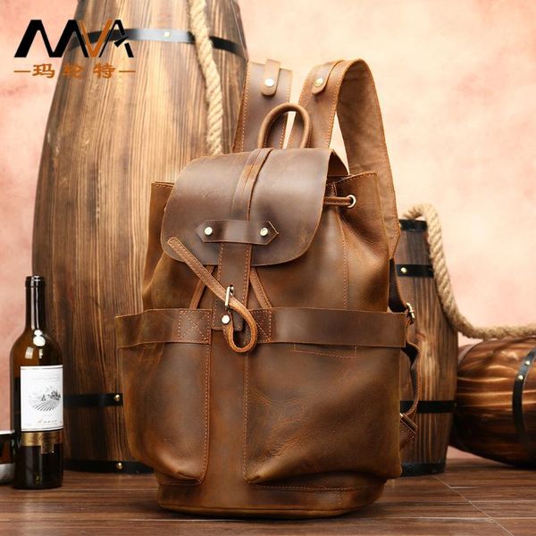 backpack men's leather business casual crazy horse drawstring personality school bag travel
backpack men's leather business casual crazy horse drawstring personality school bag travel