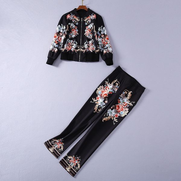 dress european and american women's wear winter style long-sleeved floral print zipper coat trousers fashion suits p65y, White
dress european and american women's wear winter style long-sleeved floral print zipper coat trousers fashion suits p65y, White
