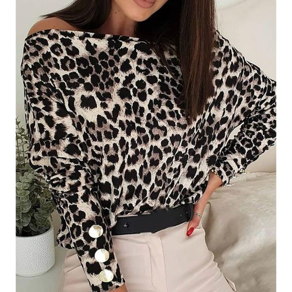 women's t-shirt women fashion t-shirts leopard printed long sleeve off shoulder pullovers ladies female stylish buttons fall sprin, White
women's t-shirt women fashion t-shirts leopard printed long sleeve off shoulder pullovers ladies female stylish buttons fall sprin, White