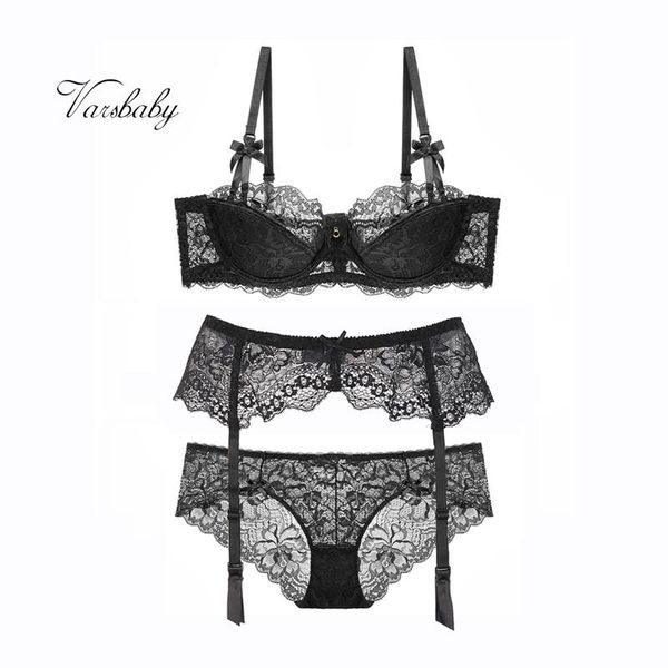 bras sets varsbaby ladies lace bow half cup lingerie set bra+panty+garters 3 pcs/lots bra and briefs, Red;black 
bras sets varsbaby ladies lace bow half cup lingerie set bra+panty+garters 3 pcs/lots bra and briefs, Red;black