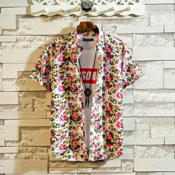 brand men casual shirts vintage floral printed classic shirt dress mens short sleeve spring streetwear hawaiian men's, White;black
brand men casual shirts vintage floral printed classic shirt dress mens short sleeve spring streetwear hawaiian men's, White;black