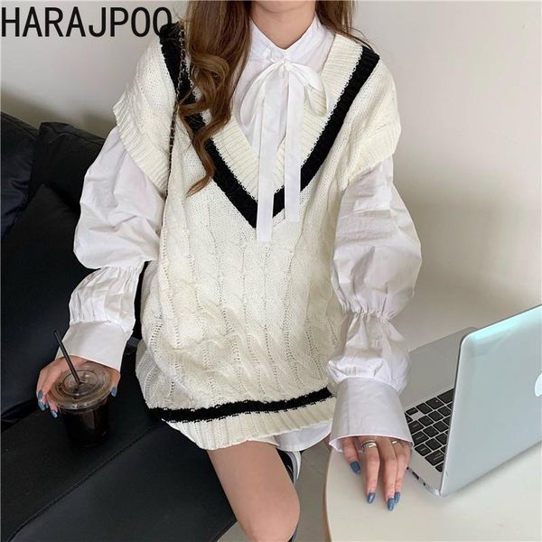 women's vests harajpoo women jacket japanese style fashion suit autumn 2021 loose shirt sweater vest two-piece trend black knit waistco, Black;white
women's vests harajpoo women jacket japanese style fashion suit autumn 2021 loose shirt sweater vest two-piece trend black knit waistco, Black;white
