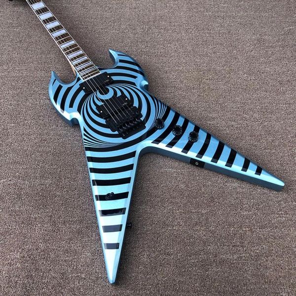 rare wylde audio odin grail phlham blue bullseye flying v electric guitar mop large block inlay, black hardware, grover tuners, china emg pi
rare wylde audio odin grail phlham blue bullseye flying v electric guitar mop large block inlay, black hardware, grover tuners, china emg pi