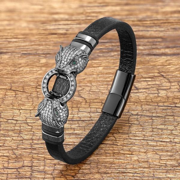 charm bracelets punk men genuine leather cord bracelet cubic zirconia pave setting stainless steel magnetic buckle women luxury jewelry, Golden;silver
charm bracelets punk men genuine leather cord bracelet cubic zirconia pave setting stainless steel magnetic buckle women luxury jewelry, Golden;silver