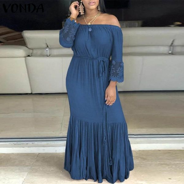 long maxi dress 2021 vonda summer off the shoulder sleeve solid dresses bohemian vestidos femme beach sundress s-5xl casual, Black;gray
long maxi dress 2021 vonda summer off the shoulder sleeve solid dresses bohemian vestidos femme beach sundress s-5xl casual, Black;gray