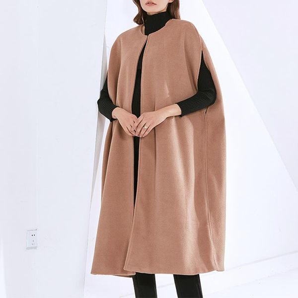 women's wool & blends 2021 spring women fashion cloak blend coat vintage loose round neck sleeveless solid ladies mid-length shawl over, Black
women's wool & blends 2021 spring women fashion cloak blend coat vintage loose round neck sleeveless solid ladies mid-length shawl over, Black