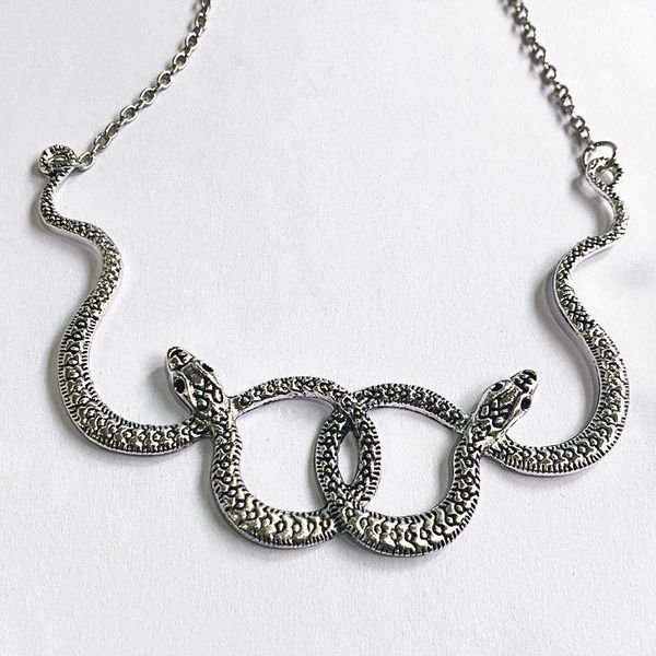 gothic witch serpent entwined double snake choker necklace fashion jewelry party gift for women girl pendant necklaces, Silver
gothic witch serpent entwined double snake choker necklace fashion jewelry party gift for women girl pendant necklaces, Silver