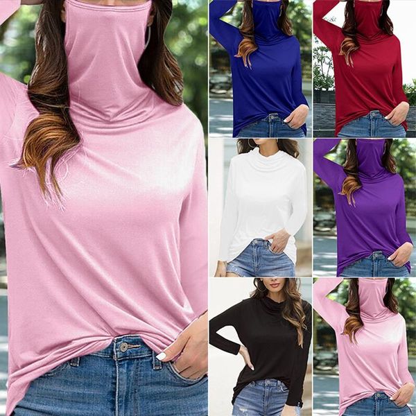 women's fashion casual solid color multifunctional dust mask high neck long sleeve t-shirt top, White
women's fashion casual solid color multifunctional dust mask high neck long sleeve t-shirt top, White
