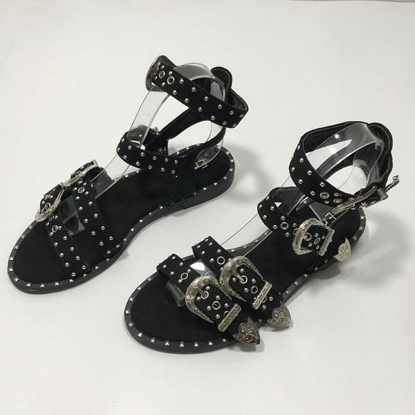 sandals miaoguan summer peep toe ankle wrap multiple buckle rivets women open metal back strap flat heels lady shoes, Black
sandals miaoguan summer peep toe ankle wrap multiple buckle rivets women open metal back strap flat heels lady shoes, Black