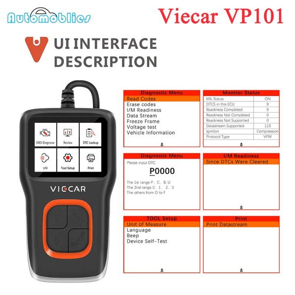 code readers & scan tools obd2 viecar vp101 reader car diagnostic obd 2 scanner auto tool automotive i/m dtc multilingual obdii/eobd pk elm3
code readers & scan tools obd2 viecar vp101 reader car diagnostic obd 2 scanner auto tool automotive i/m dtc multilingual obdii/eobd pk elm3