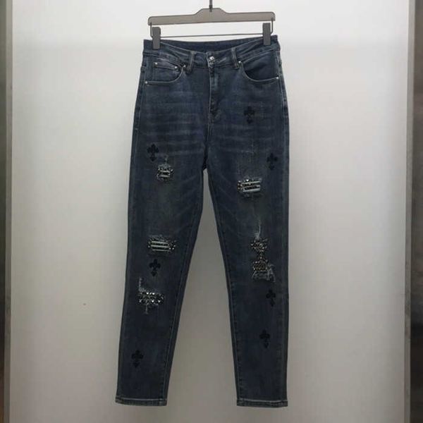 fashion outlet 21ss chrome fengchao brand ch cross willow nail broken copper denim pants casual straight jeans men, Blue
fashion outlet 21ss chrome fengchao brand ch cross willow nail broken copper denim pants casual straight jeans men, Blue